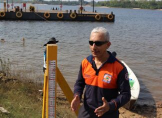 Em Nhamundá, Defesa Civil do Amazonas instala estação de réguas linimétricas