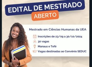 UEA abre inscrições para mestrado em Ciências Humanas