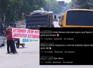Protesto de motoristas de ‘amarelinhos’ causa paralisação e manauaras comemoram