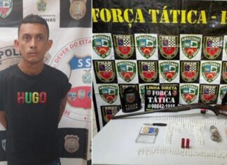 Suspeito é flagrado pela Força Tática com espingarda e 285 pinos de cocaína