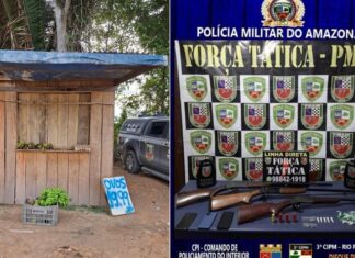 Criminosos deixam arsenal e drogas para trás em ramal do Garra, na AM-010, durante fuga da ROCAM