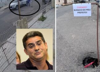 Servidor de David Almeida vai até rua com placa ‘buraco do meu prefeito’ e única ação é tirar o aviso do morador; assista!