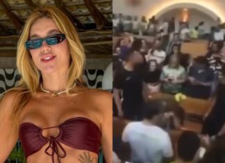 Cena de Virginia Fonseca rezando na igreja cercada por multidão viraliza