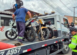 Operação na Zona Norte remove 13 motos com pneus carecas e sem licenciamento