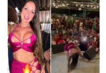 Rainha do Império da Tijuca, atriz pornô Elisa Sanches dança sem calcinha e gera críticas: ‘Bebi um pouco a mais’