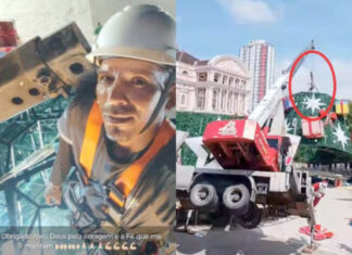 Trabalhador morre após estrutura de árvore natalina despencar durante instalação em frente ao Teatro Amazonas