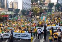 Ato pela anistia reúne apoiadores em caminhada na Avenida Paulista