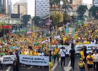 Ato pela anistia reúne apoiadores em caminhada na Avenida Paulista