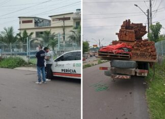 Detran-AM flagra caminhão com carga deslocada e evita possível acidente na zona norte de Manaus