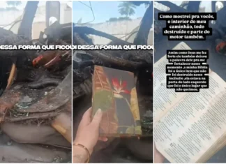 Incêndio destrói caminhão, mas Bíblia permanece intacta, relata motorista
