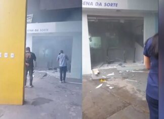 Dupla explode lotérica na Avenida Passarinho e foge com dinheiro em Manaus; assista!