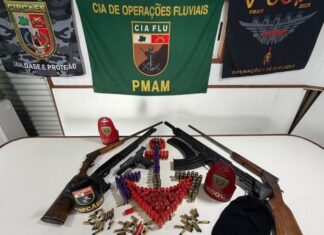 PM apreende armas de grosso calibre e causa prejuízo de R$ 146 mil a “piratas do rio” em Jutaí