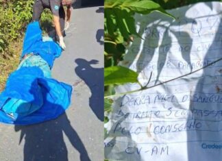 Corpo decapitado é achado com bilhete macabro na AM-010, no Amazonas