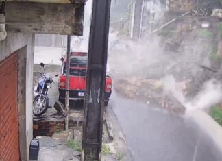 Forte chuva provoca desmoronamento de muro e assusta moradores em Manaus
