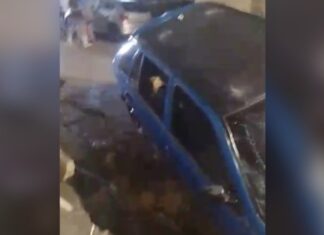 Veículo cai em buraco aberto no asfalto e assusta moradores na Compensa 2