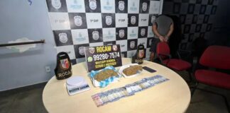 Rocam flagra suspeito com dois tabletes de maconha e balança de precisão em adega na zona Norte de Manaus
