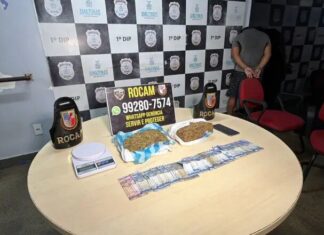 Rocam flagra suspeito com dois tabletes de maconha e balança de precisão em adega na zona Norte de Manaus