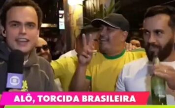 “Brasil hexa e Flávio eleito”: declaração de torcedor viraliza durante entrada ao vivo da Globo