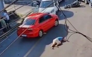 Acidente entre moto e ônibus deixa homem ferido no Petrópolis em Manaus