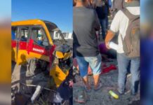 ‘Amarelinho’ sofre acidente no Jorge Teixeira, tomba na avenida Autaz Mirim e mobiliza moradores