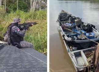 PM encontra lancha utilizada por piratas de rio após ataque a embarcação em Jutaí