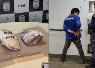 Homem é flagrado escondendo duas picanhas na cintura em supermercado de Manaus