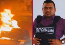 Carro do repórter Eudógio Gonçalves pega fogo em Manaus