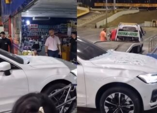Carro invade Drogaria Mega no estacionamento do Nova Era em Manaus