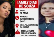 Adolescente de 16 anos desaparece após festa em escola na Compensa e família pede ajuda
