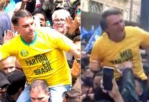 Flávio refaz percurso em que Bolsonaro levou facada em 2018
