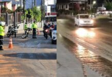 Óleo deixa pista escorregadia e provoca acidentes na Rotatória da Suframa em Manaus