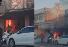 Incêndio atinge churrascaria e assusta moradores no Educandos, em Manaus