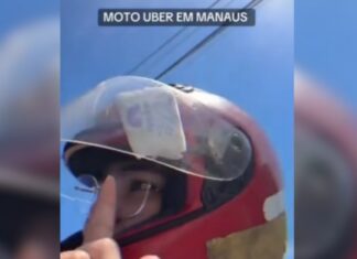 Mulher fica surpresa ao descobrir absorvente dentro de capacete durante corrida por APP em Manaus