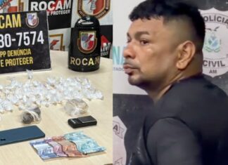 Vulgo “Biquinho” é detido pela ROCAM com pasta base, cocaína, maconha e crack em Manaus